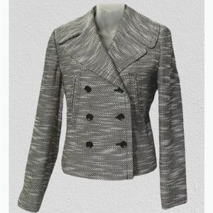 Calvin Klein Tweed Black White Double-Breasted Swing Jacket Size 2